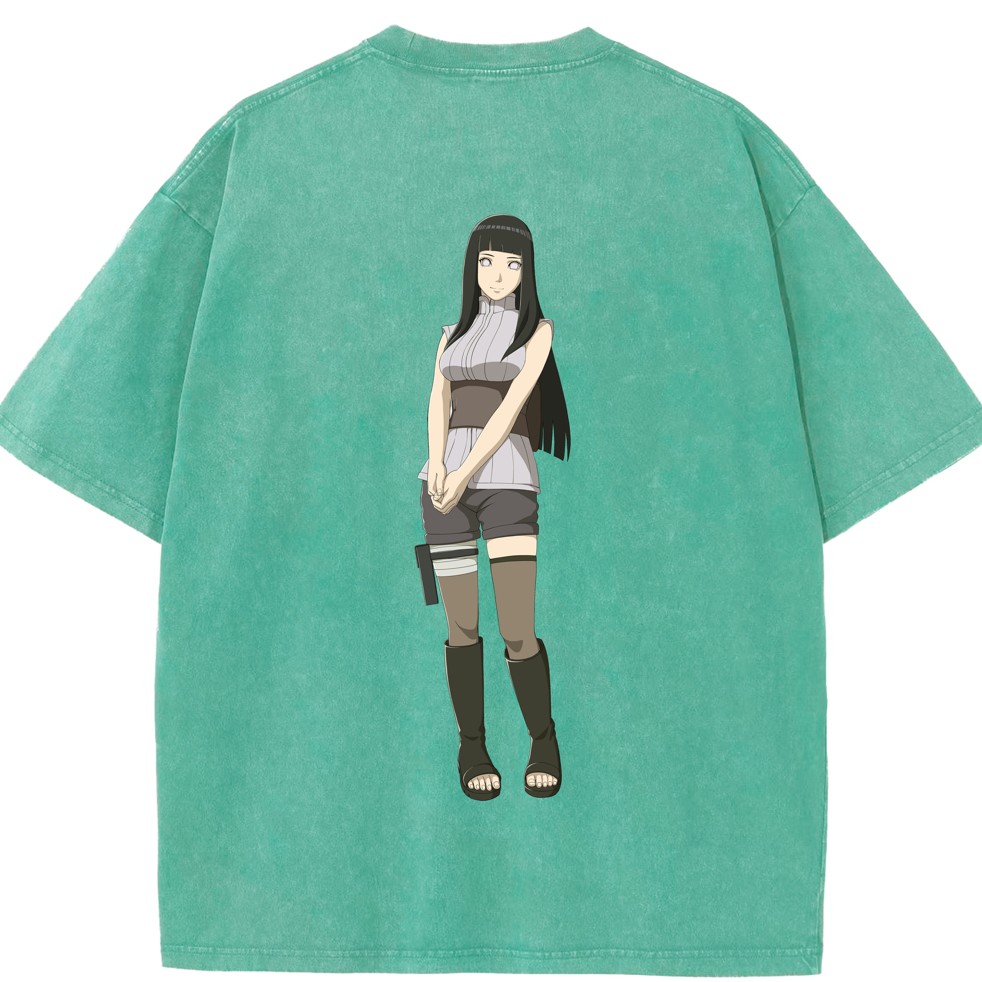 （画像用） NARUTO -ナルト- 日向ヒナタ Hyūga Hinata 綿100% ヴィンテージ風 半袖Tシャツ（背面プリント）